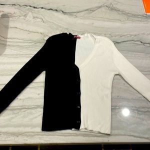 STAUD Black and white cardigan. Size Medium.